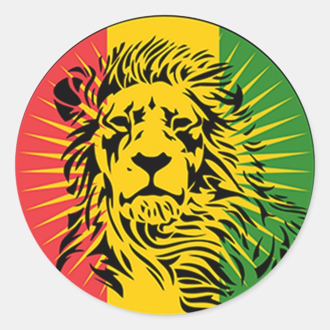 Pegatina Redonda bandera de rasta reggae lion (Anverso)