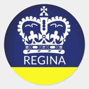 Pegatina Redonda Bandera de Regina, Saskatchewan