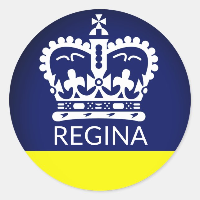 Pegatina Redonda Bandera de Regina, Saskatchewan (Anverso)