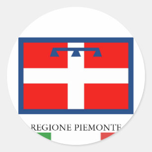 Pegatina Redonda Bandera de Regione Piemonte