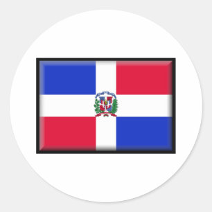 Pegatina Redonda Bandera de República Dominicana