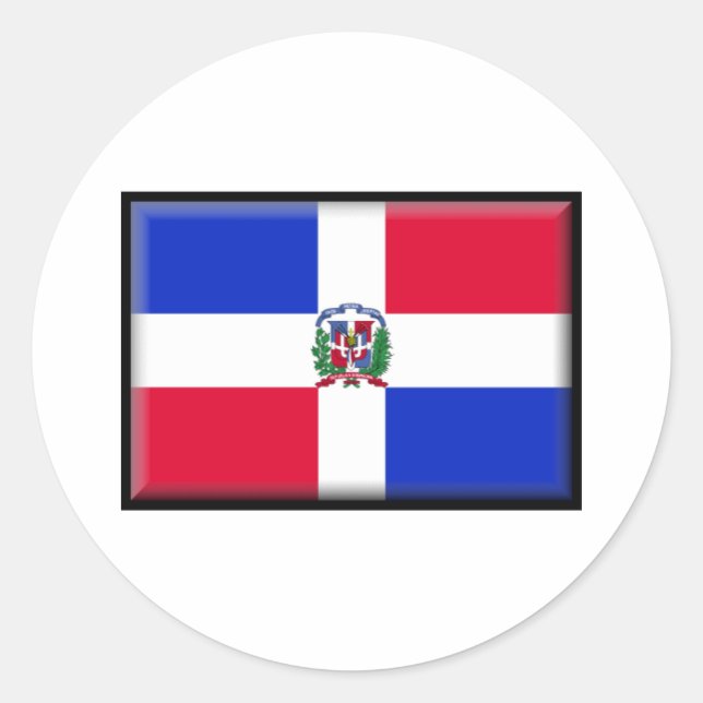 Pegatina Redonda Bandera de República Dominicana (Anverso)