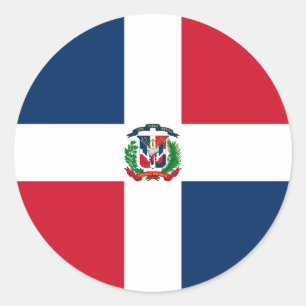 Pegatina Redonda Bandera de República Dominicana