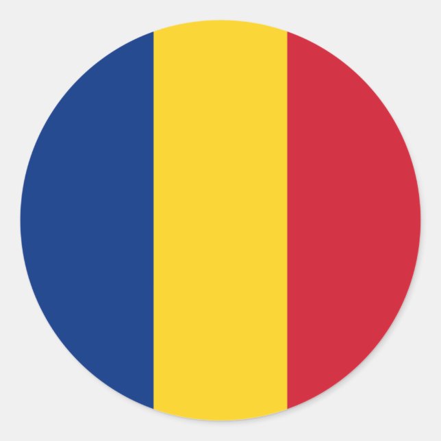 Pegatina Redonda Bandera de Rumania (Anverso)