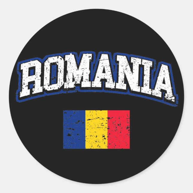 Pegatina Redonda Bandera de Rumania (Anverso)