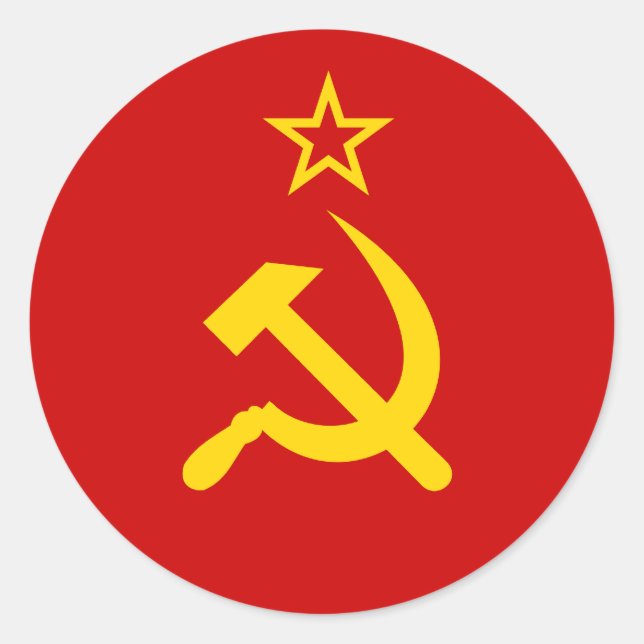 Pegatina Redonda Bandera de Rusia comunista USSR (Anverso)