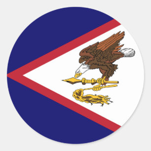Pegatina Redonda Bandera de Samoa Americana