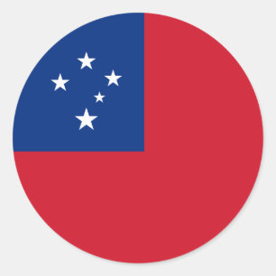 Pegatina Redonda Bandera de Samoa, pabellón de Samoa