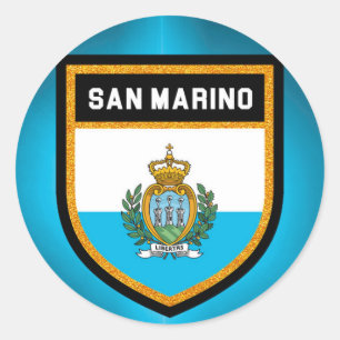 Pegatina Redonda Bandera de San Marino
