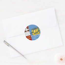 Pegatina Redonda Bandera de San Pedro y Miquelón