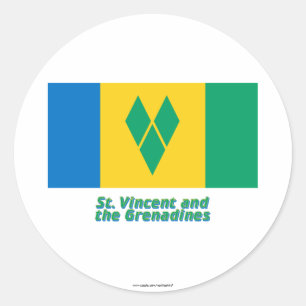 Pegatina Redonda Bandera de San Vicente con nombre