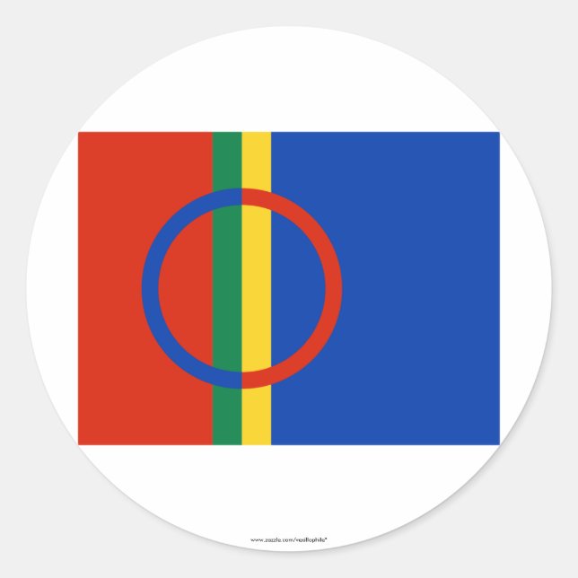 Pegatina Redonda Bandera de Sapmi (Anverso)