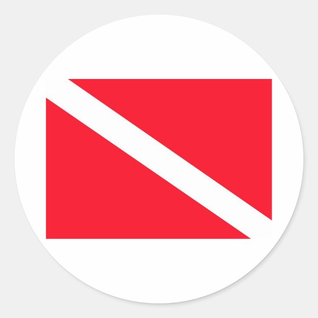 Pegatina Redonda Bandera de SCUBA - Personalizable (Anverso)