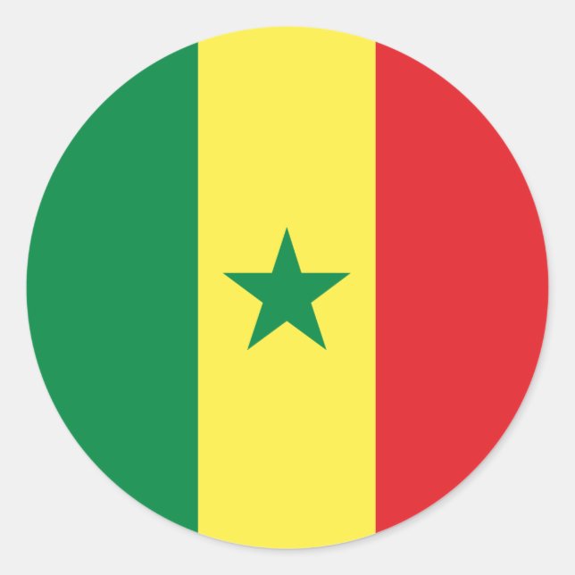 Pegatina Redonda Bandera de Senegal (Anverso)