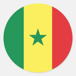 Pegatina Redonda Bandera de Senegal (senegalés)
