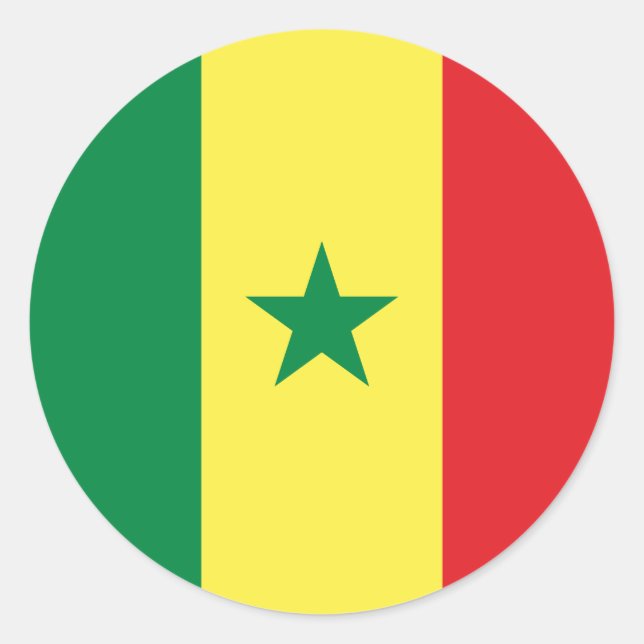 Pegatina Redonda Bandera de Senegal (senegalés) (Anverso)