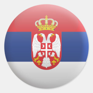 Pegatina Redonda Bandera de Serbia