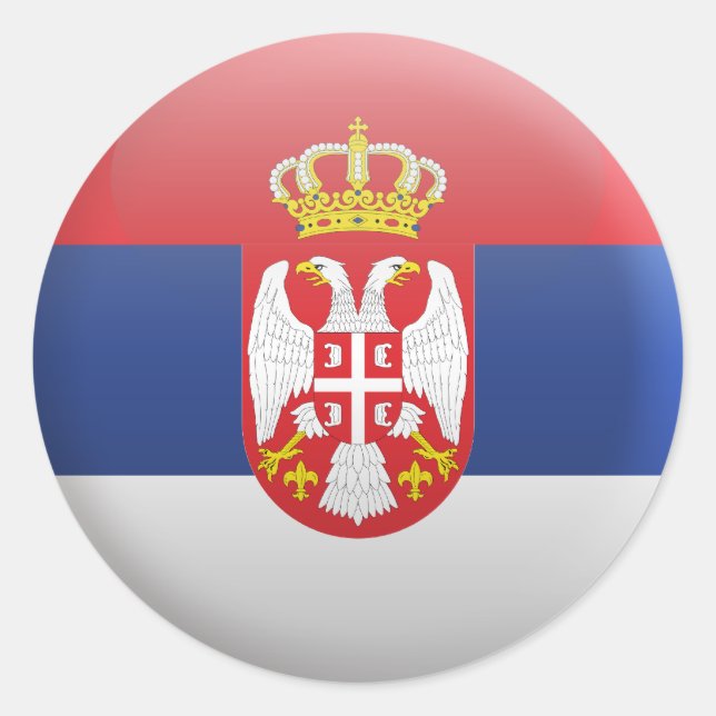 Pegatina Redonda Bandera de Serbia (Anverso)