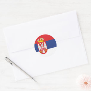 Pegatina Redonda Bandera de Serbia
