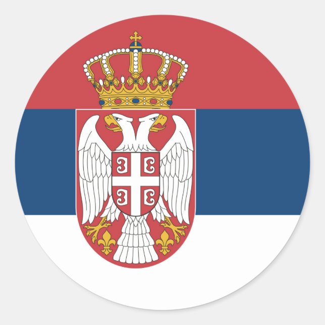 Pegatina Redonda Bandera de Serbia (Anverso)