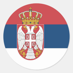 Pegatina Redonda Bandera de Serbia