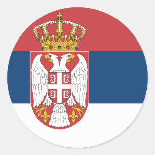 Pegatina Redonda Bandera de Serbia (serbia)