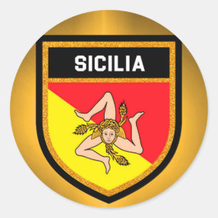 Pegatina Redonda Bandera de Sicilia