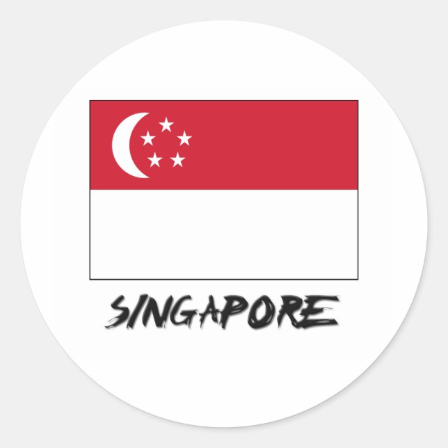 Pegatina Redonda Bandera de Singapur (Anverso)