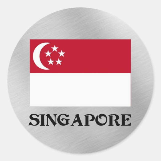 Pegatina Redonda Bandera de Singapur (Anverso)