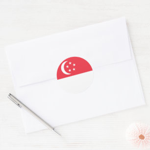 Pegatina Redonda Bandera de Singapur