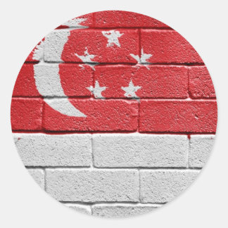 Pegatina Redonda Bandera de Singapur