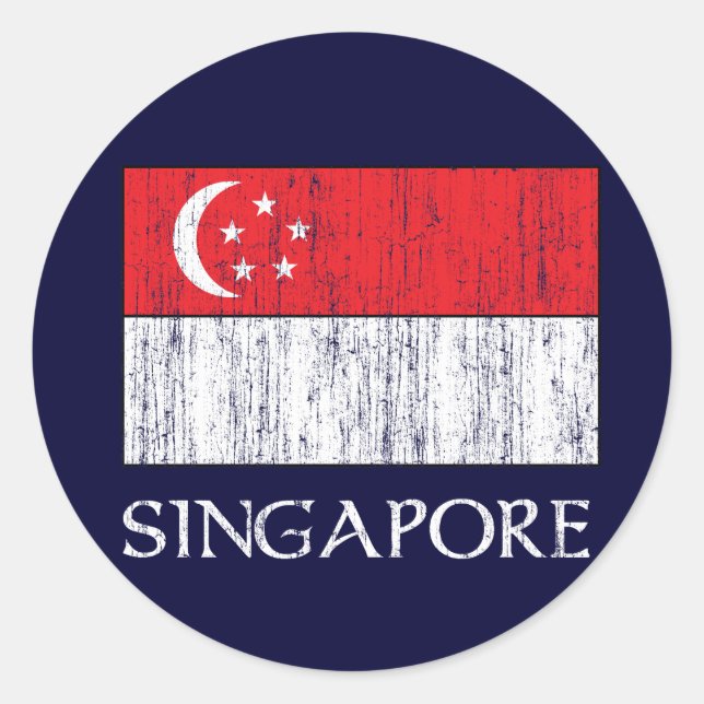 Pegatina Redonda Bandera de Singapur (Anverso)