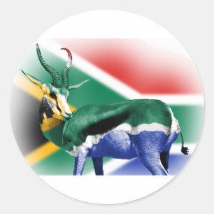 Pegatina Redonda Bandera de Springbock de Sudáfrica