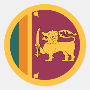 Pegatina Redonda Bandera de Sri Lanka