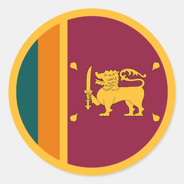 Pegatina Redonda Bandera de Sri Lanka (Anverso)