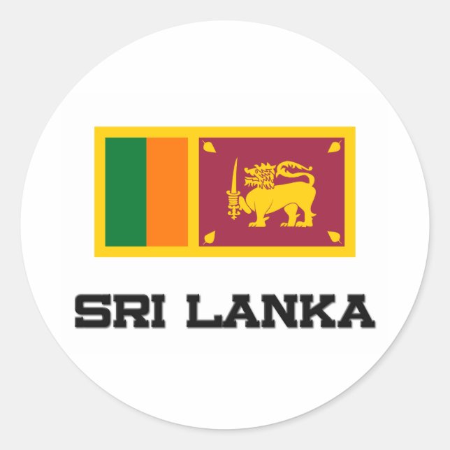 Pegatina Redonda Bandera de Sri Lanka (Anverso)