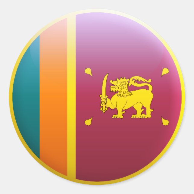 Pegatina Redonda Bandera de Sri Lanka (Anverso)
