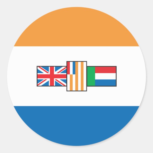Pegatina Redonda Bandera de Sudáfrica 1928 (Anverso)