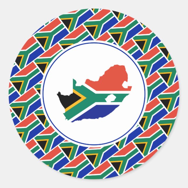 Pegatina Redonda BANDERA DE SUDÁFRICA Mapa africano elegante patrió (Anverso)