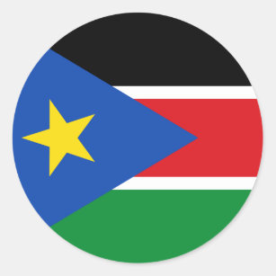 Pegatina Redonda bandera de sudán del sur