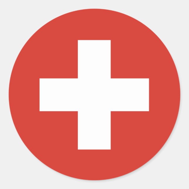 Pegatina Redonda Bandera de Suiza (Anverso)