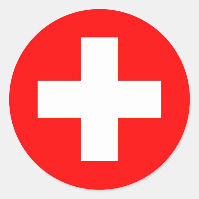 Pegatina Redonda Bandera de Suiza (Anverso)