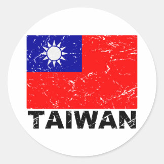 Pegatina Redonda Bandera de Taiwán