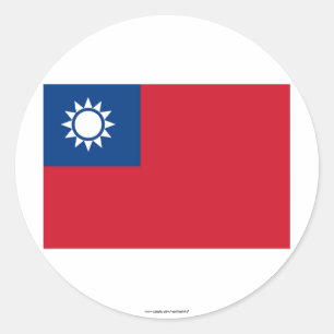 Pegatina Redonda Bandera de Taiwán