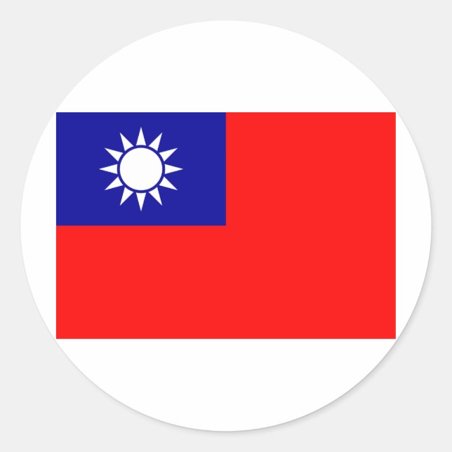 Pegatina Redonda Bandera de Taiwán (Anverso)