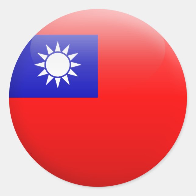 Pegatina Redonda Bandera de Taiwán (Anverso)