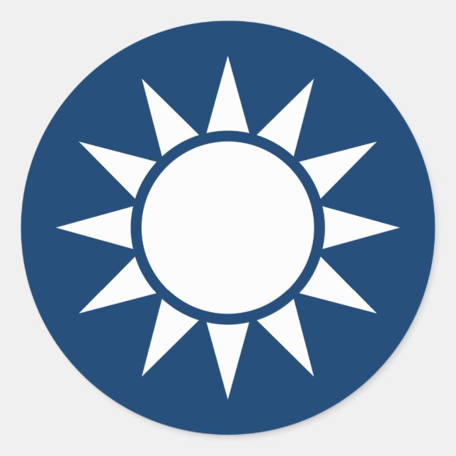 Pegatina Redonda Bandera de Taiwán "clásica" (Anverso)