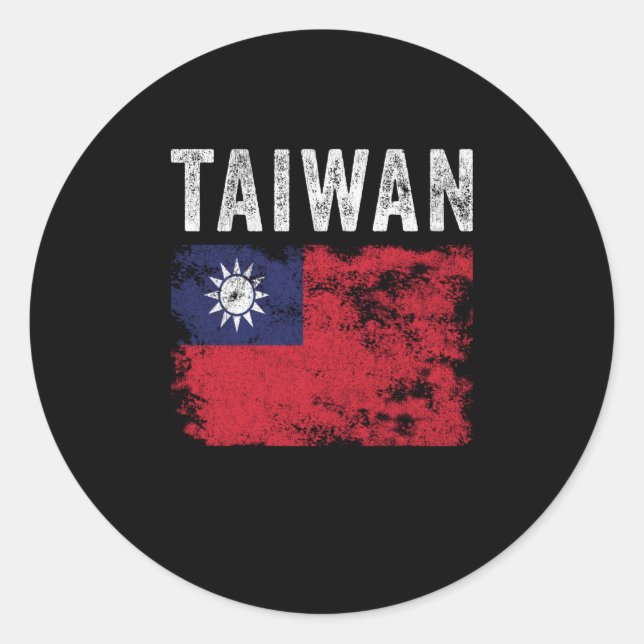 Pegatina Redonda Bandera de Taiwán perturbada - Bandera taiwanesa (Anverso)