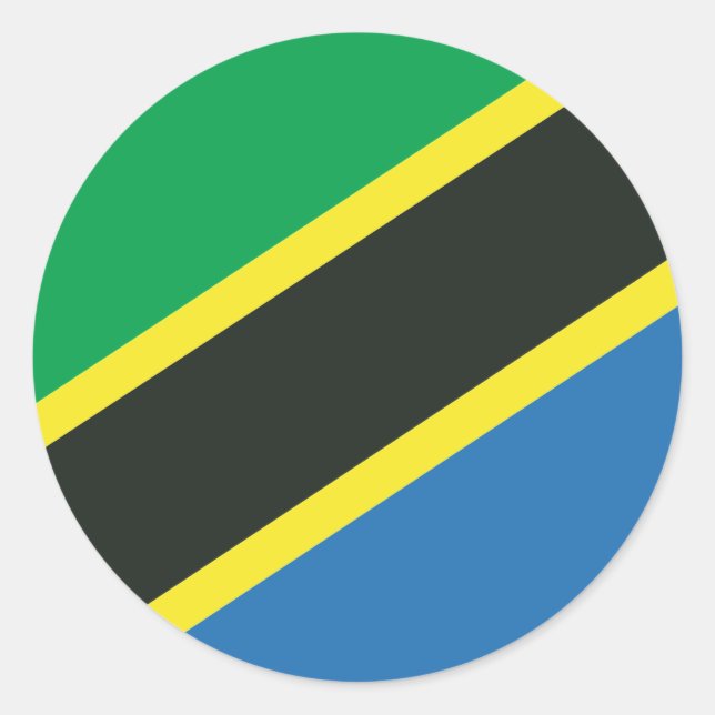Pegatina Redonda Bandera de Tanzania (Anverso)