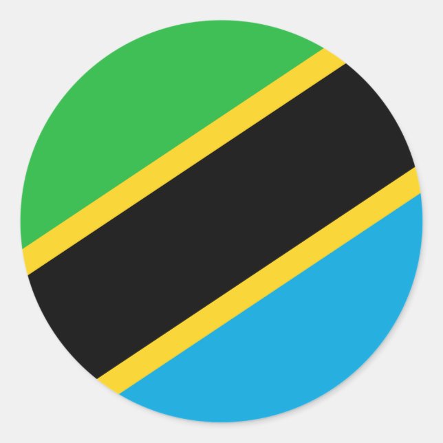 Pegatina Redonda Bandera de Tanzania (Anverso)